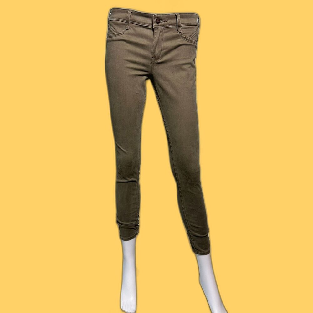 Hollister Army Olive Green High Rise Super Skinny Jegging Jeans Pants size 5